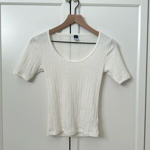 Old Navy White Ribbed T Shirt